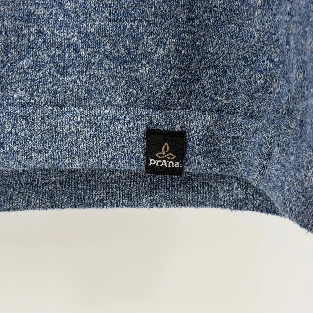 prAna Crewneck Sweater Mens XL Blue Heather Organic‎ Cotton Raglan Long Sleeve
